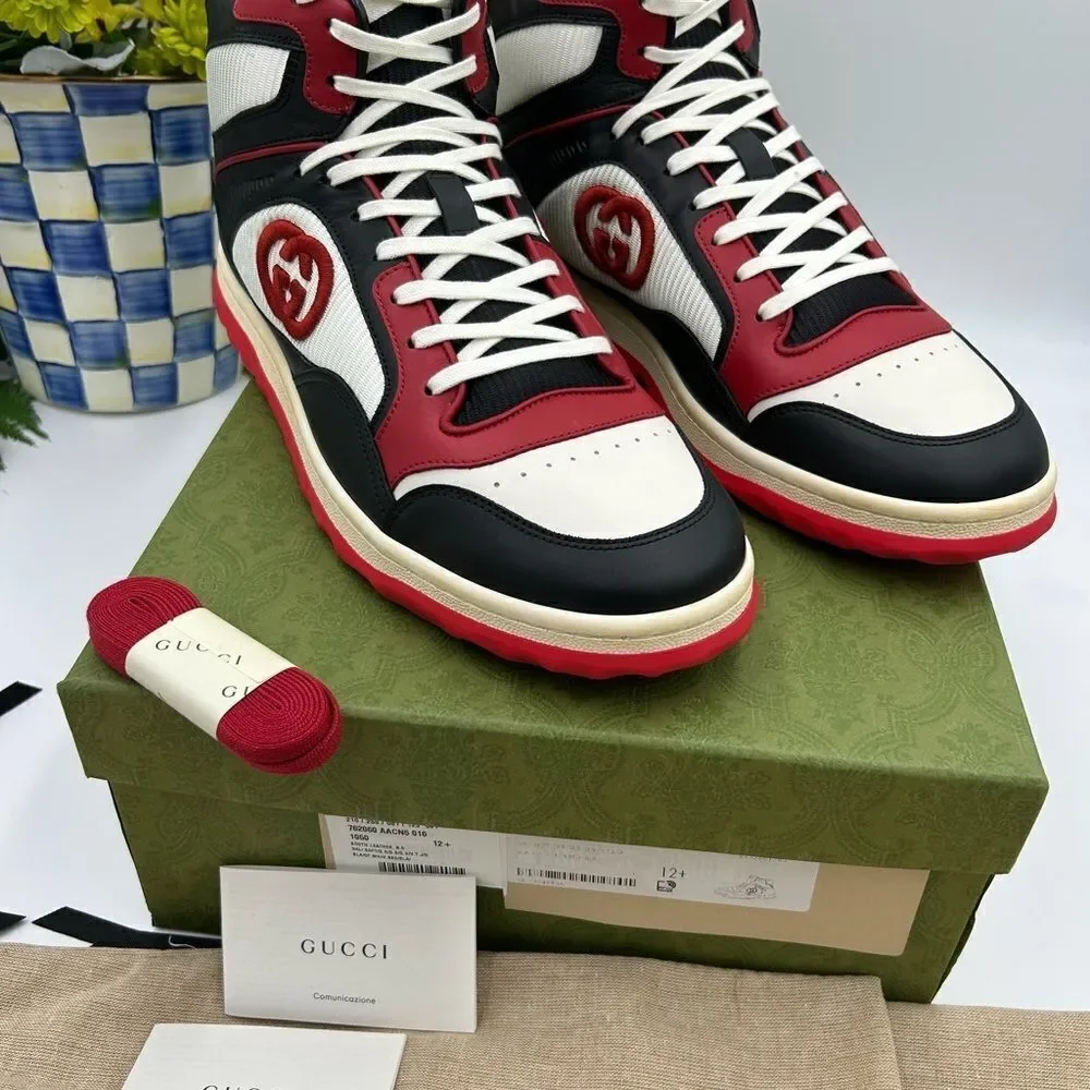 Men’s Gucci Mac 80 leather high top sneaker size 12.5 made in Italy